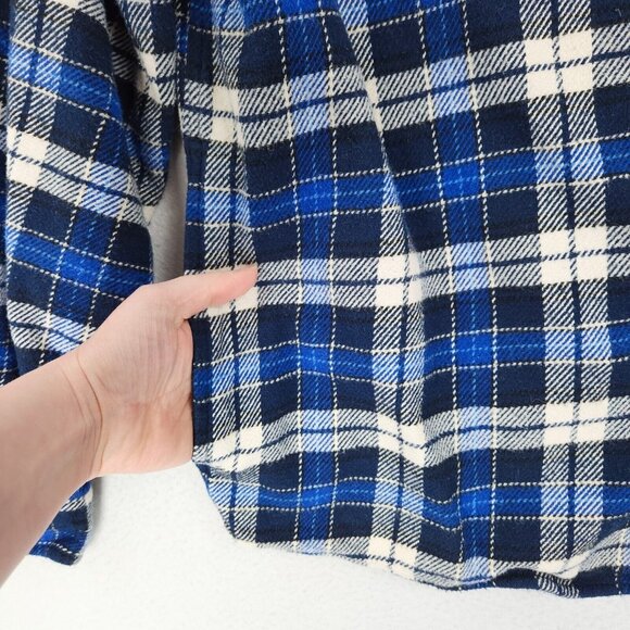 Orvis Shirt Mens Large Blue Tartan Plaid Jacket Shacket Heavy Flannel Button Up - Picture 3 of 13